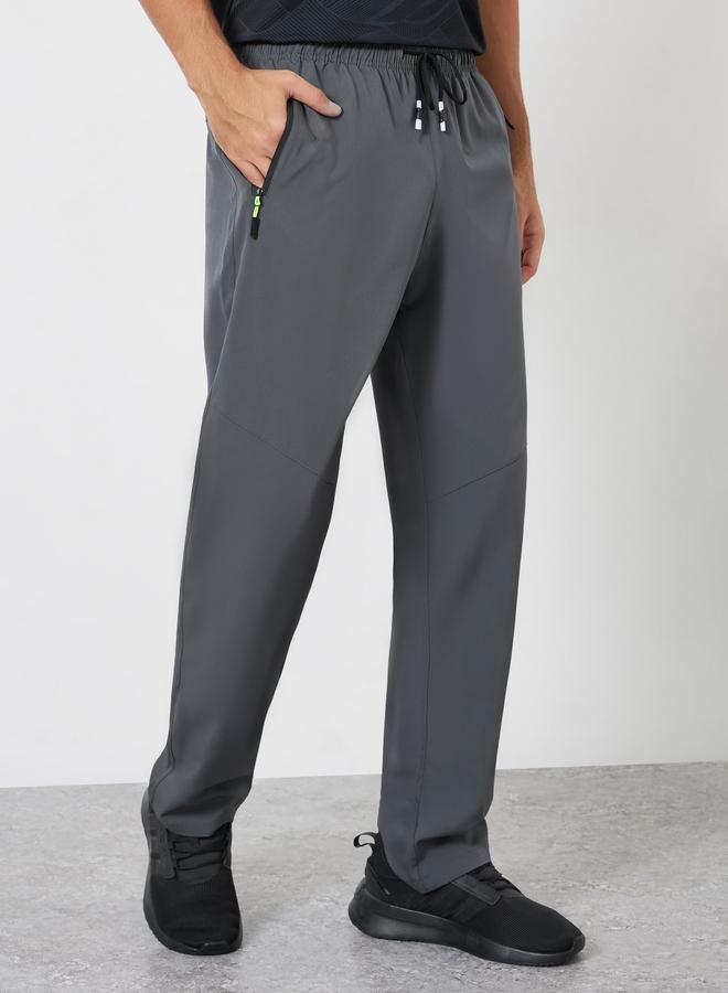Styli Active Men Solid Relaxed Track Pant with Contrast Zipper - Image 1