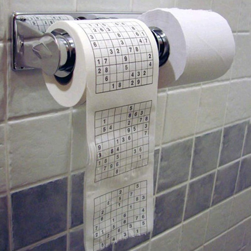 ورق تواليت مطبوع عليه سودوكو مصنوع من لب الخشب، ورق حمام مبتكر للمنزل ومقهى ومطعم كما هو موضح - Image 3