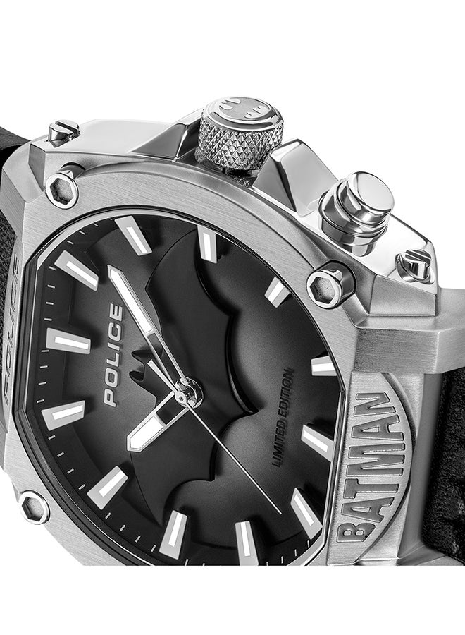 POLICE Men Limited Edition Forever Batman Stainless Steel Case & Black Genuine Leather Strap Men's Watch - Image 3