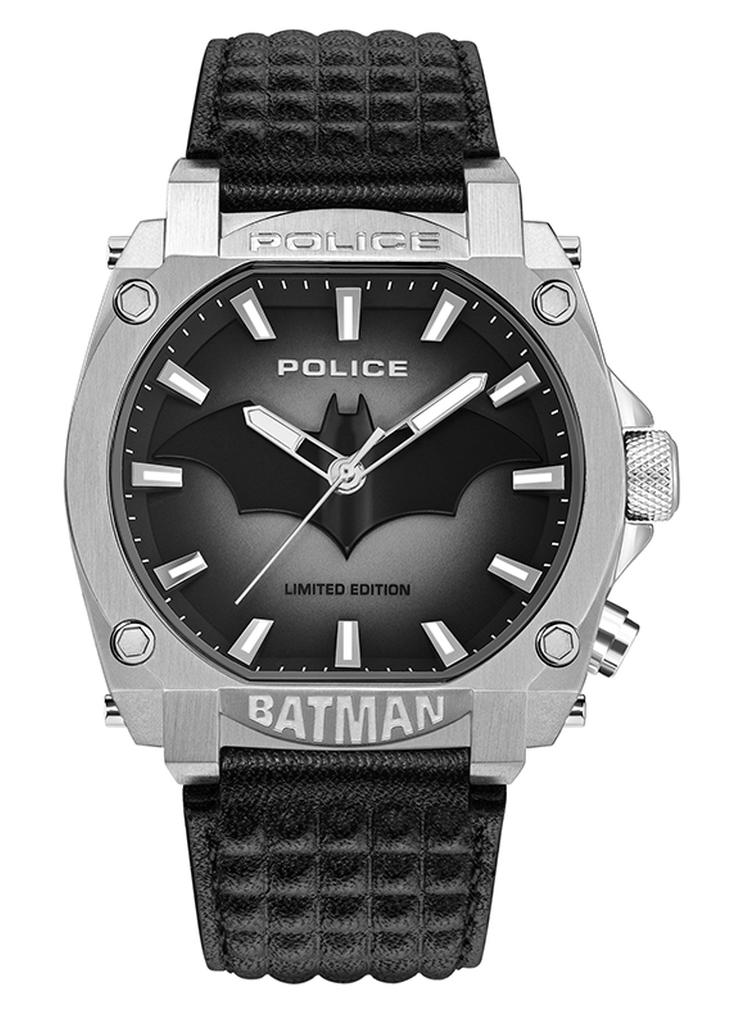 POLICE Men Limited Edition Forever Batman Stainless Steel Case & Black Genuine Leather Strap Men's Watch - Image 1