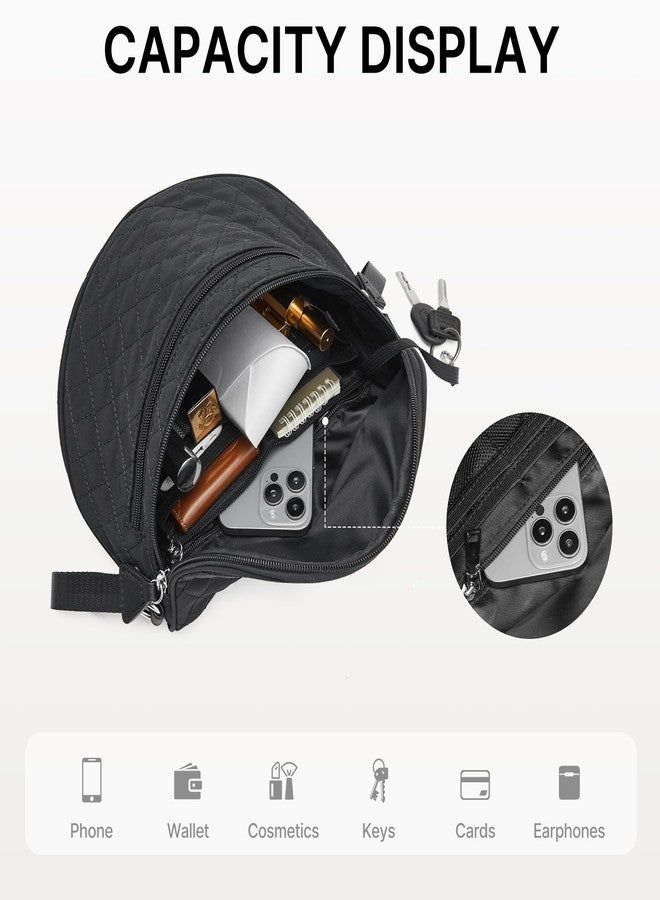 جي4فري حقيبة خصر مبطنة من G4Free، حقيبة كروس بودي واسعة من النايلون مع جيب قابل للإزالة (أسود) - Image 3