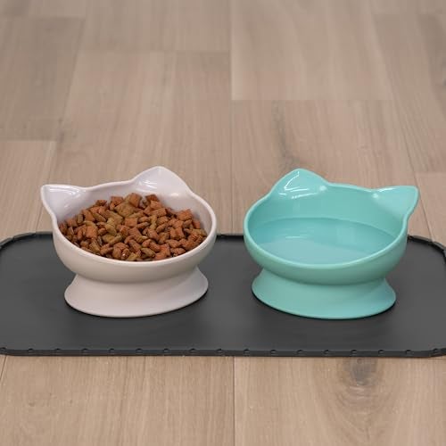 Kitty City Elevated Cat Bowls (Set of 2), Whisker-Friendly Raised Cat Food & Water Dishes, Modern Pedestal Design, Dishwasher Safe, 10.8 oz Each – Pink & Teal - Image 5