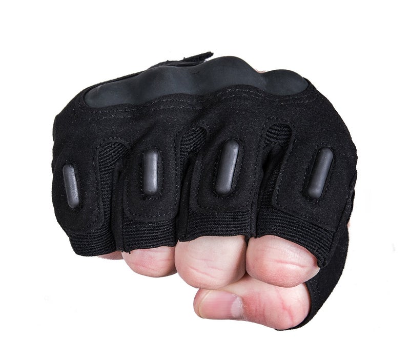 TitanOPS Fingerless Hard Knuckle Motorcycle Military Tactical Combat Training Army Shooting Outdoor Gloves Black L - Image 4