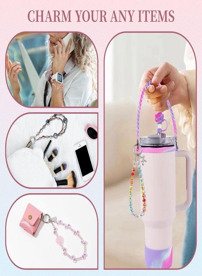 QIUTIMIY Crystal Beaded Phone Wrist Strap for Women,Phone Charm Cellphone Layard Chain with Tether Tab(Style 12) - Image 5