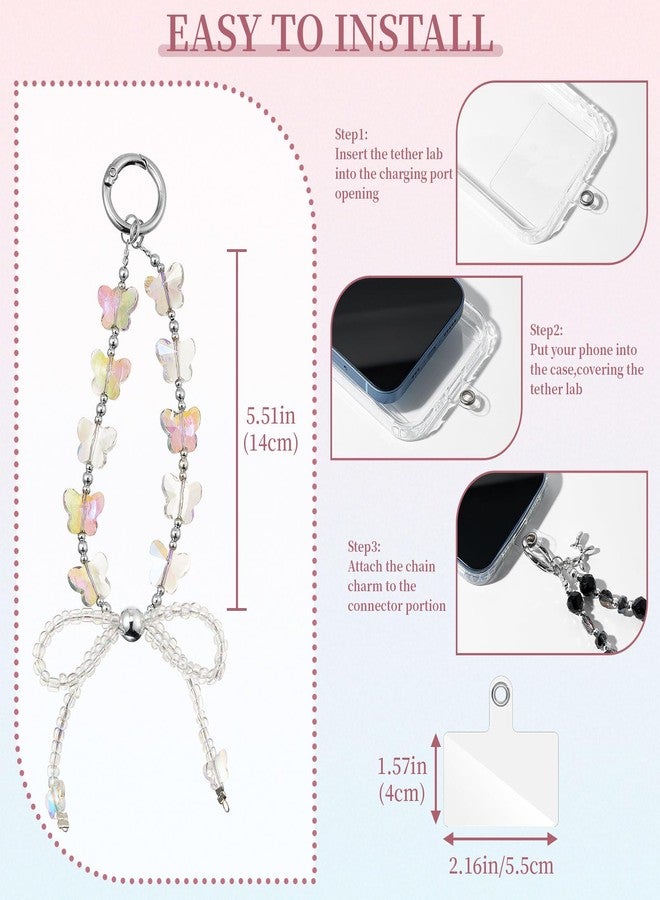 QIUTIMIY Crystal Beaded Phone Wrist Strap for Women,Phone Charm Cellphone Layard Chain with Tether Tab(Style 12) - Image 2