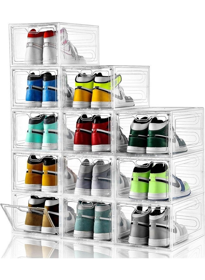 DUNGRANI ENTERPRISE Multipurpose Thicken & Sturdy Clear Shoe Storage Organizer with Magnetic Door, Stackable Boxes for Closet, Foldable Space-Saving Shoe Rack for Sneaker Boot Container, Plastic Shoe Box (Pack Of 8) - Image 1