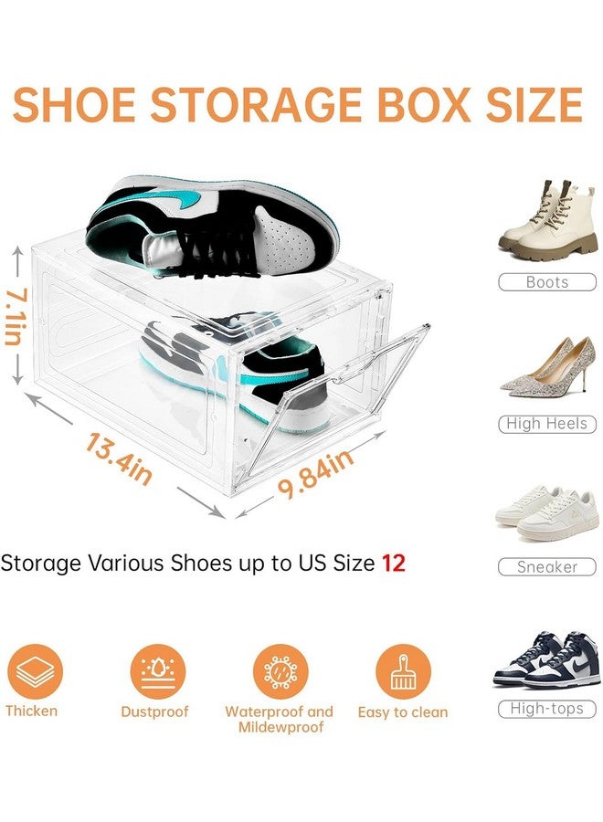 DUNGRANI ENTERPRISE Multipurpose Thicken & Sturdy Clear Shoe Storage Organizer with Magnetic Door, Stackable Boxes for Closet, Foldable Space-Saving Shoe Rack for Sneaker Boot Container, Plastic Shoe Box (Pack Of 8) - Image 2
