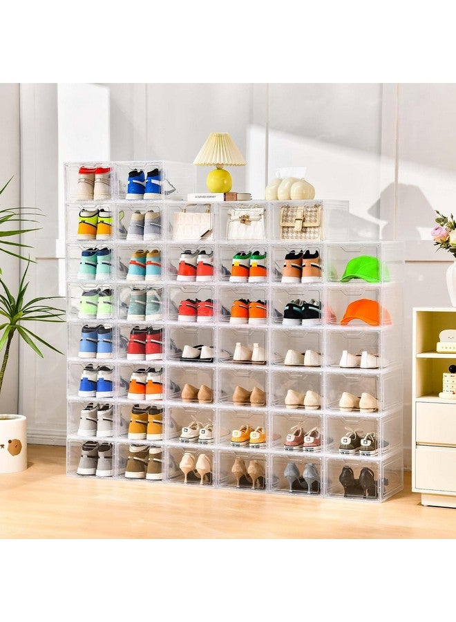 DUNGRANI ENTERPRISE Multipurpose Thicken & Sturdy Clear Shoe Storage Organizer with Magnetic Door, Stackable Boxes for Closet, Foldable Space-Saving Shoe Rack for Sneaker Boot Container, Plastic Shoe Box (Pack Of 8) - Image 3