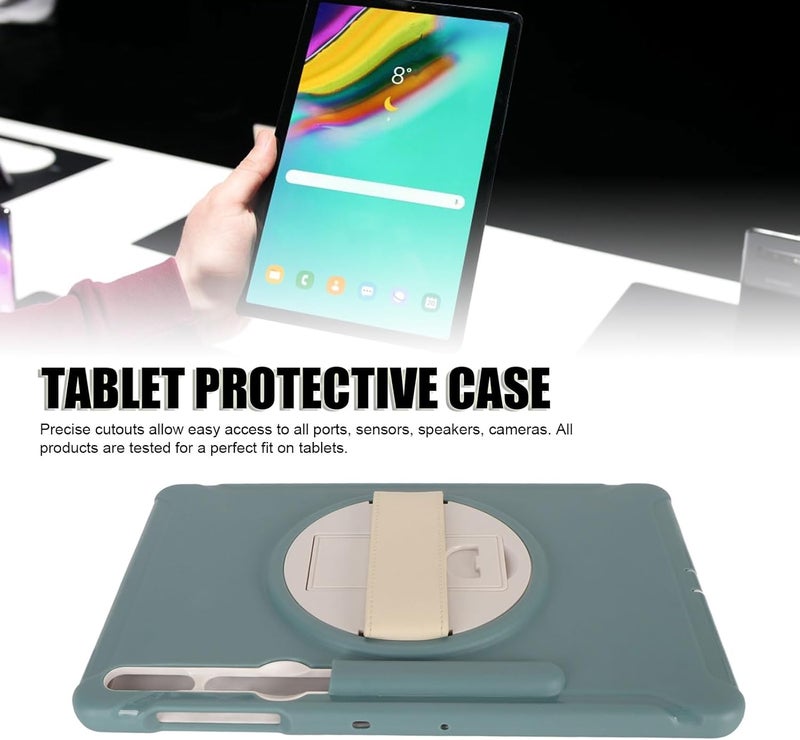 غلاف واقي لجهاز Galaxy Tab S9 X810 S7 S7FE S8، غلاف متين مضاد للصدمات، غلاف واقي، مع حامل قلم ويد قابلة للطي وحزام يد، وردي (أخضر) - Image 5