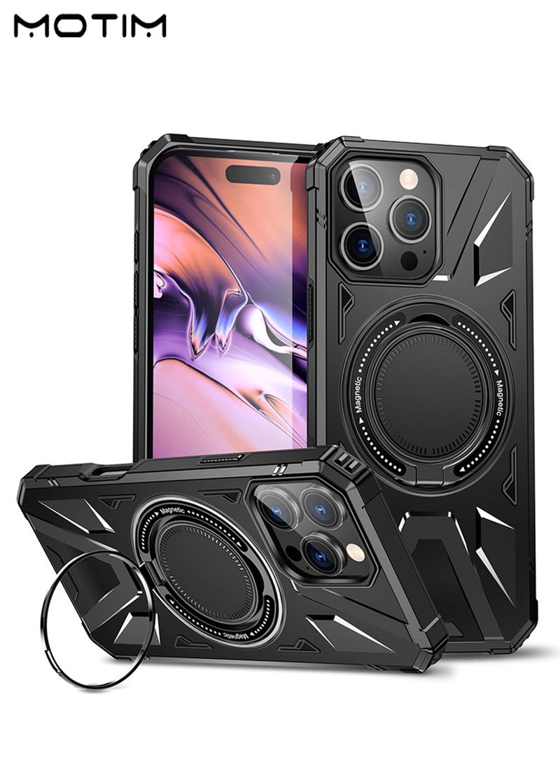 Motim iPhone 16 Pro/Pro Max Magsafe Case with 360° Ring Kickstand, Strong Magnetic, Sturdy & Versatile Stand, Support Car Magnetic Holder Fuction, Anti-Scratch Shockproof Hard Back Cover - Image 1