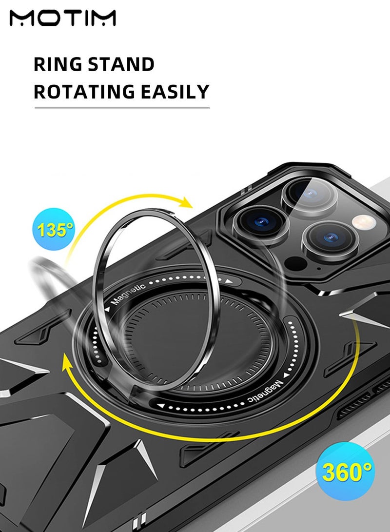 Motim iPhone 16 Pro/Pro Max Magsafe Case with 360° Ring Kickstand, Strong Magnetic, Sturdy & Versatile Stand, Support Car Magnetic Holder Fuction, Anti-Scratch Shockproof Hard Back Cover - Image 2