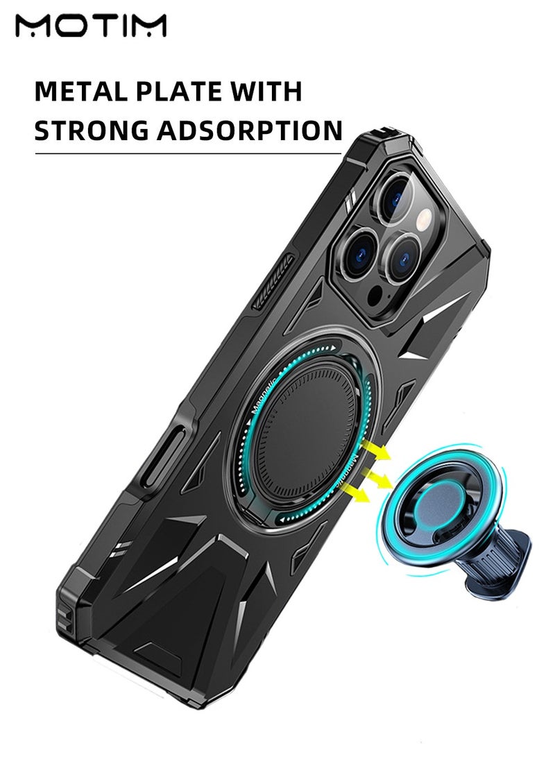 Motim iPhone 16 Pro/Pro Max Magsafe Case with 360° Ring Kickstand, Strong Magnetic, Sturdy & Versatile Stand, Support Car Magnetic Holder Fuction, Anti-Scratch Shockproof Hard Back Cover - Image 4