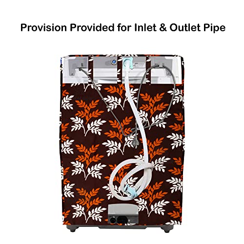 E-Retailer® Exclusive 3-Layered Polyester Combo Set of Appliances Cover (1 Pc. Fridge Top Cover, 3 Pc. Handle Cover, 1 Pc. of Microwave Oven Top Cover and 1 Pc. Front Load Washing Machine Cover) (Brown, Design-Leaf, Set Contains-6 Pcs.) - Image 4