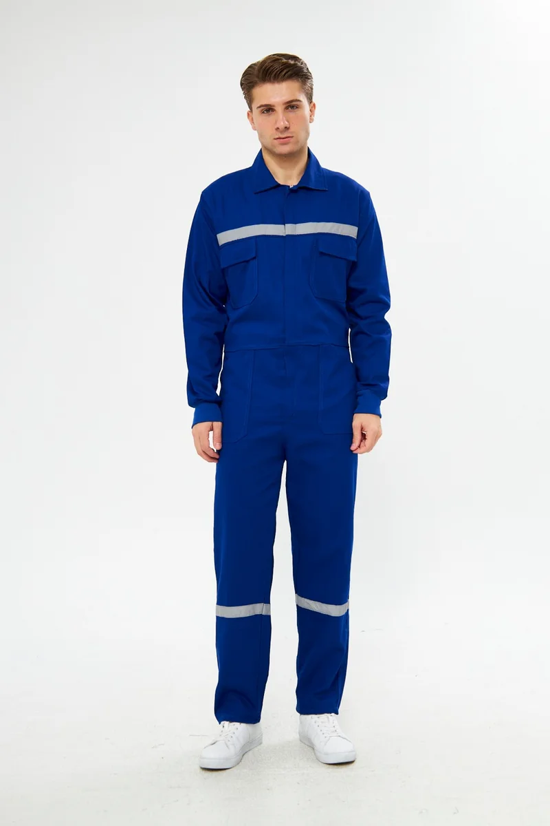 Mervem Jumpsuit All 100% Cotton Reflective Sax Blue