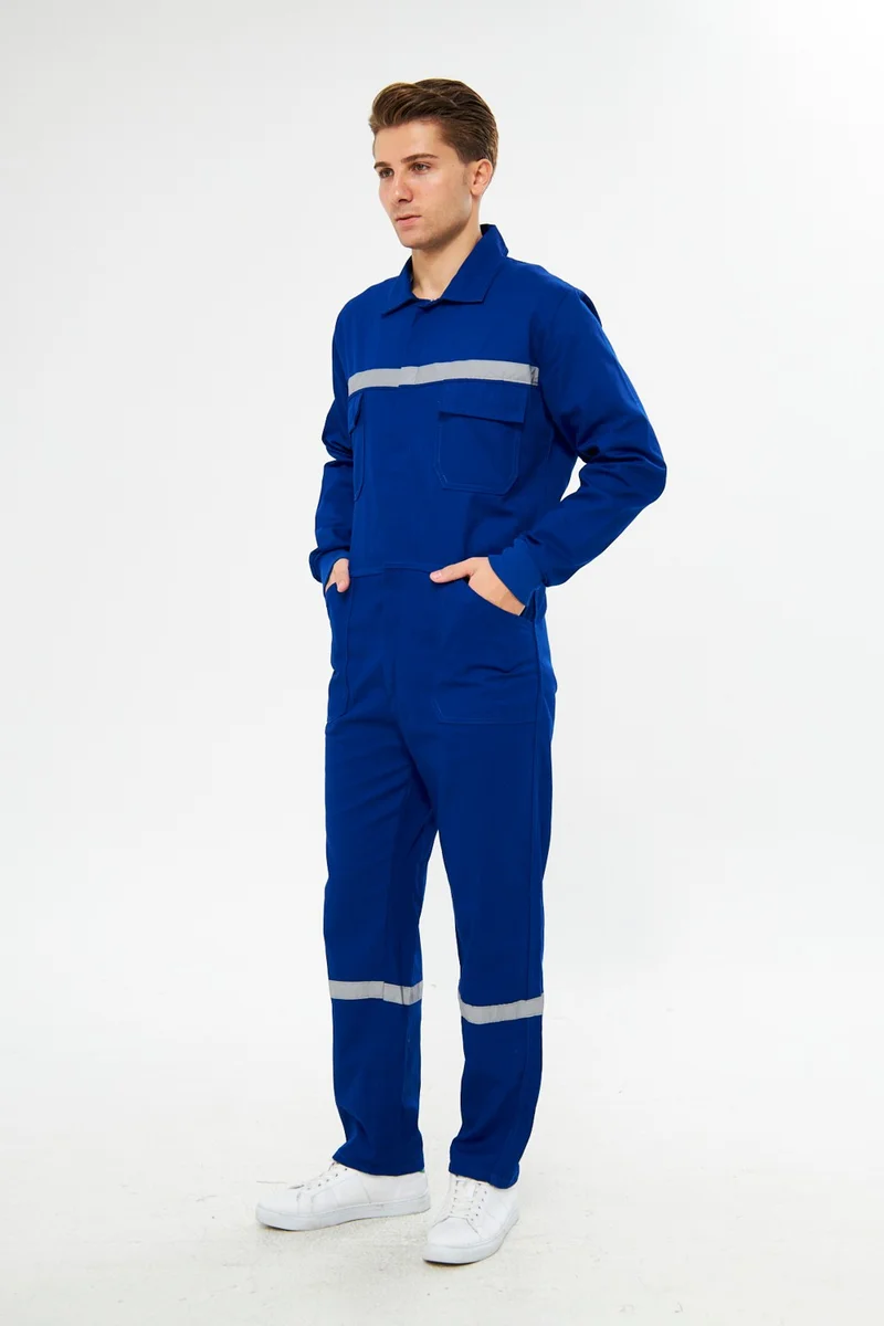 Mervem Jumpsuit All 100% Cotton Reflective Sax Blue