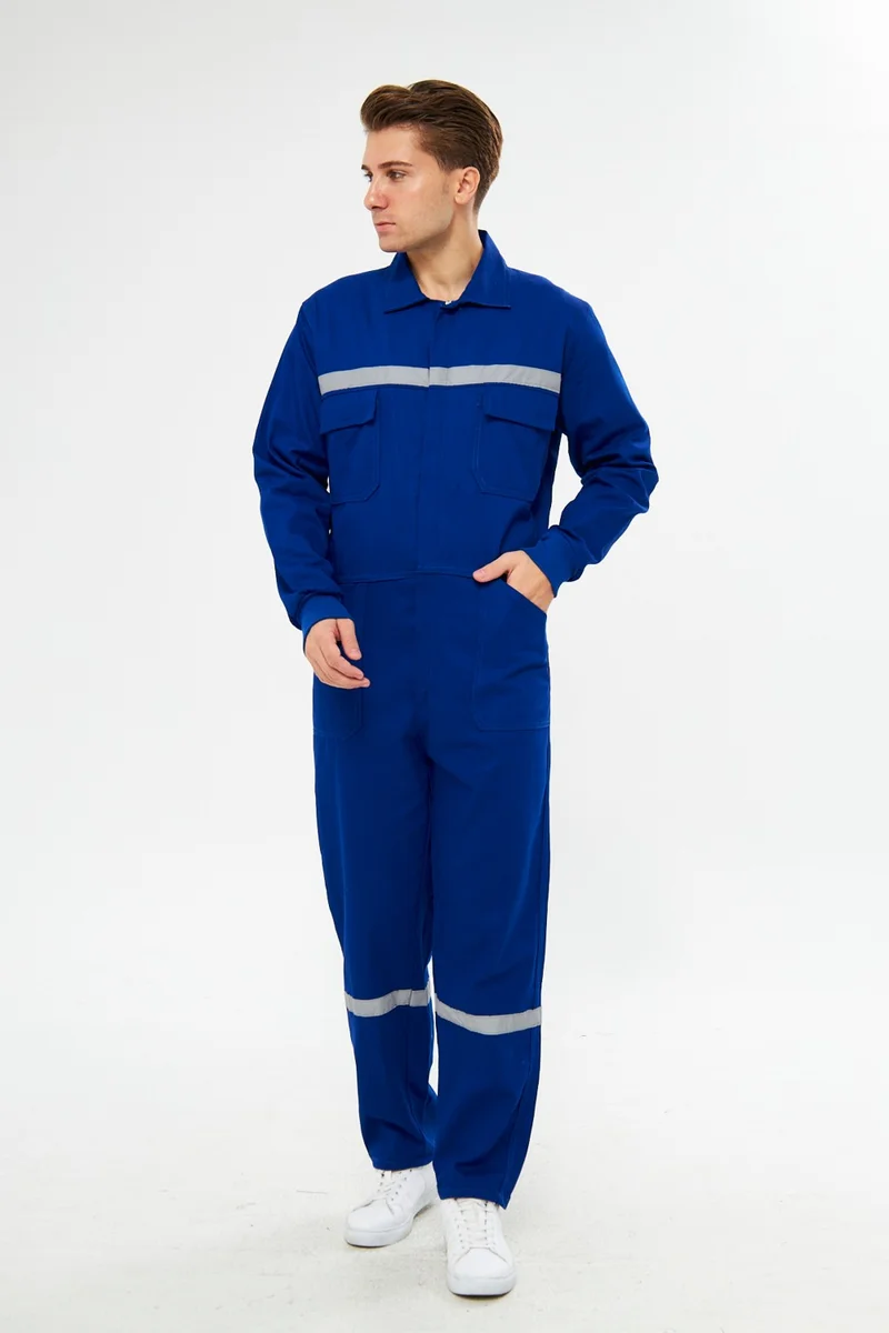 Mervem Jumpsuit All 100% Cotton Reflective Sax Blue