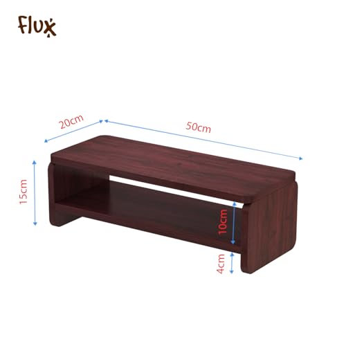 flux Monitor Stand Two Tier Mini with two Wooden legs | Monitor Stand Riser | PC Stand For Desktop Table | , Non Slip Material: Particle Board & Metal (49.5 x 20 x 20 ) cm Red [DO IT YOURSELF (DIY)] - Image 2