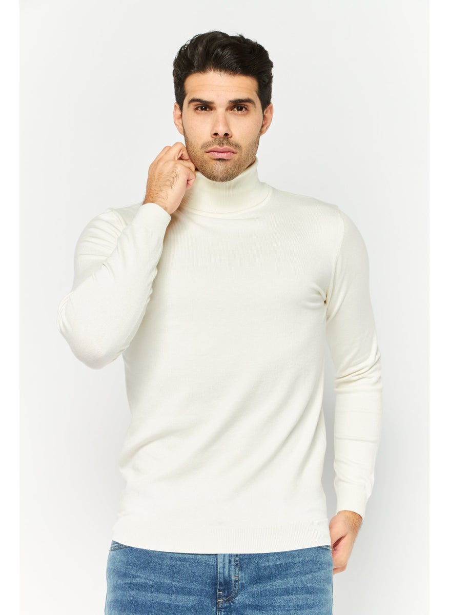 Men Turtle Neck Long Sleeve Plain Sweater, White - pzsku/Z6F9F02E8A835CB2DEDDBZ/45/_/1737642293/d9ab7929-a7f0-422a-8fd2-ccf58ee3f1cb