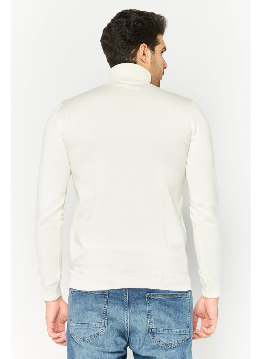 Men Turtle Neck Long Sleeve Plain Sweater, White - pzsku/Z6F9F02E8A835CB2DEDDBZ/45/_/1737642294/7d26b181-d10c-49ab-8187-e631cbeeaabe