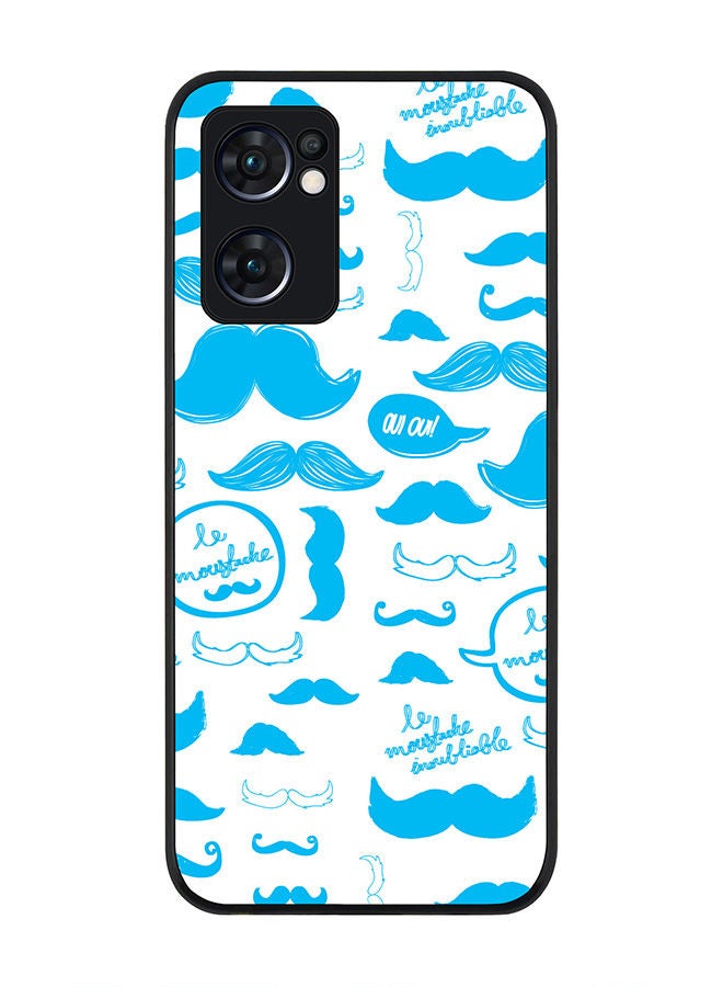 Stylizedd Rugged Black edge case for Oppo Reno7 5G  Slim fit Soft Case Flexible Rubber Edges Anti Drop TPU Gel Thin Cover - Le Moustache  - Image 1