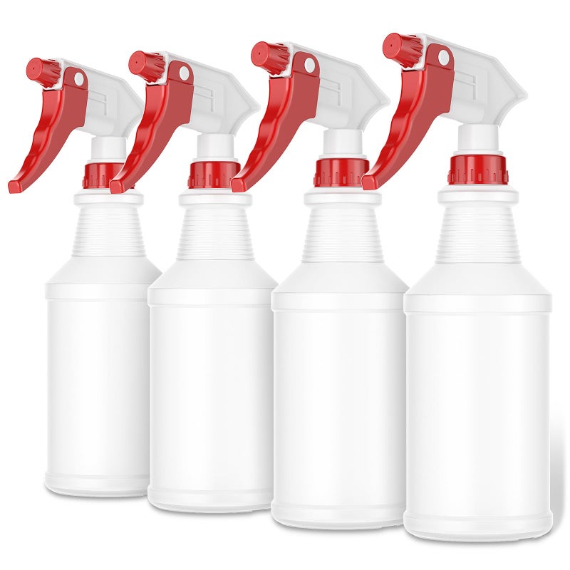 LiBa Spray Bottles (4 Pack,16 Oz), Refillable Empty Spray Bottles for Cleaning Solutions, Hair Spray, Watering Plants, Superior Flex Nozzles, Mist Sprayer, Bleach/Vinegar/Rubbing Alcohol Safe - Image 1