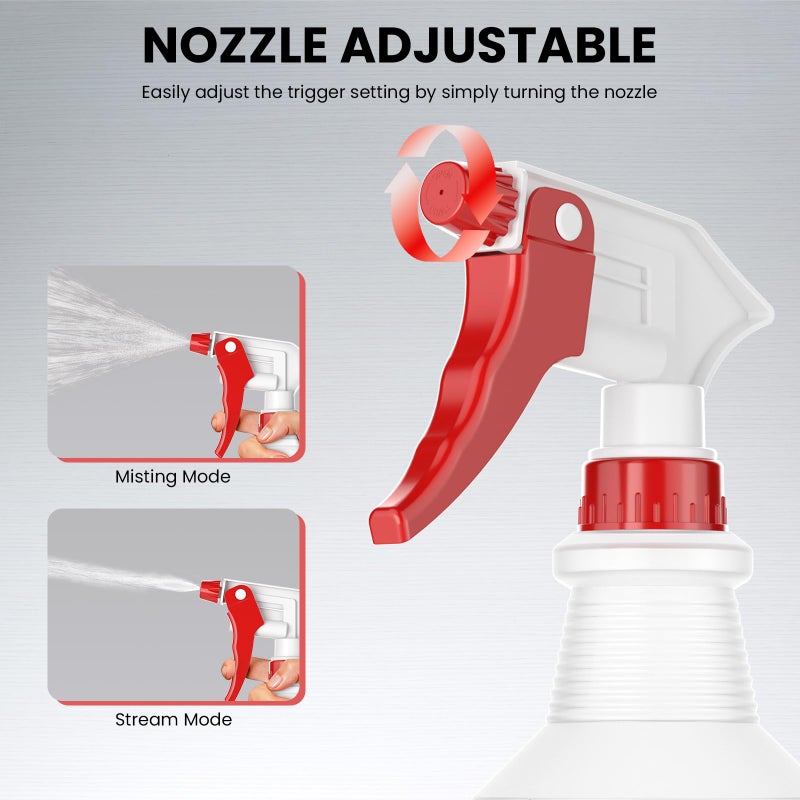 LiBa Spray Bottles (4 Pack,16 Oz), Refillable Empty Spray Bottles for Cleaning Solutions, Hair Spray, Watering Plants, Superior Flex Nozzles, Mist Sprayer, Bleach/Vinegar/Rubbing Alcohol Safe - Image 3