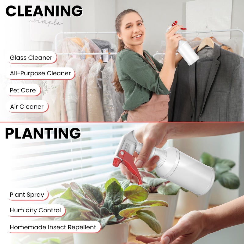 LiBa Spray Bottles (4 Pack,16 Oz), Refillable Empty Spray Bottles for Cleaning Solutions, Hair Spray, Watering Plants, Superior Flex Nozzles, Mist Sprayer, Bleach/Vinegar/Rubbing Alcohol Safe - Image 2