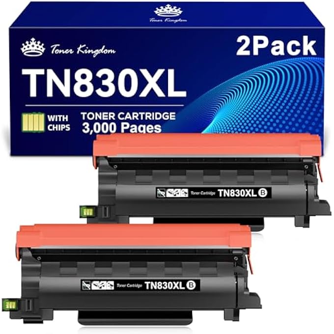 COMPATIBLE TN830XL TONER REPLACEMENT FOR BROTHER TN830XL TN830/XL/V/R TN-830XL WITH DCP-L2640DW HL-L2460DW HL-L2405W HL-L2480DW MFC-L2820DW MFC-L2820DW XL MFC-L2900DW XL (2 BLACK) - Image 1