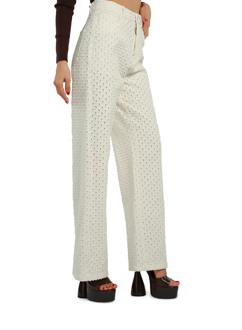 London Rag Textured High Waist Pants in White