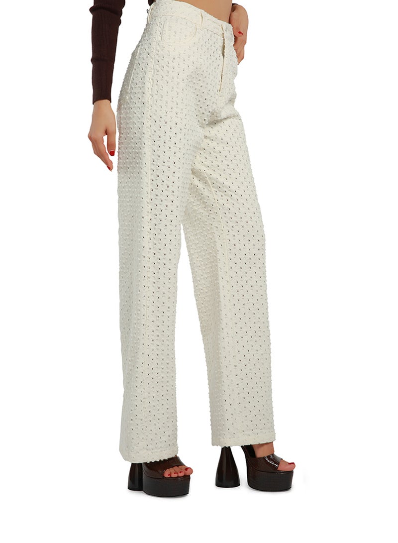 London Rag Textured High Waist Pants in White - Image 1