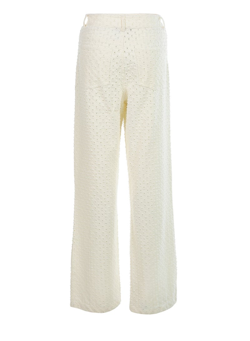 London Rag Textured High Waist Pants in White - Image 4