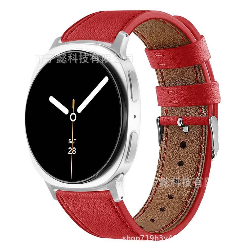 سوار ساعة ذكية باللون أحمر قابل للتعديل سوار جلدي كلاسيكي متوافق مع Samsung Galaxy Watch 8 Classic بملاءمة قابلة للتعديل وحزام بديل - Image 1