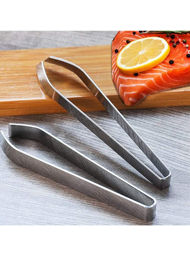 Starthi 2 Pieces Fish Bone Tweezers Set Includes Stainless Steel Tongs Tweezers Fish Scale Scraper Removers Flat and Slant Tweezers Pliers for Chef Cooking Utensils, Sea Food, Beauty Tools - Image 1