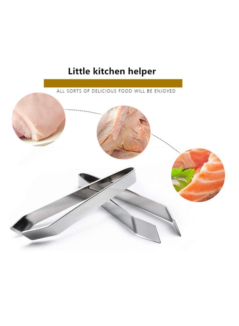 Starthi 2 Pieces Fish Bone Tweezers Set Includes Stainless Steel Tongs Tweezers Fish Scale Scraper Removers Flat and Slant Tweezers Pliers for Chef Cooking Utensils, Sea Food, Beauty Tools - Image 3