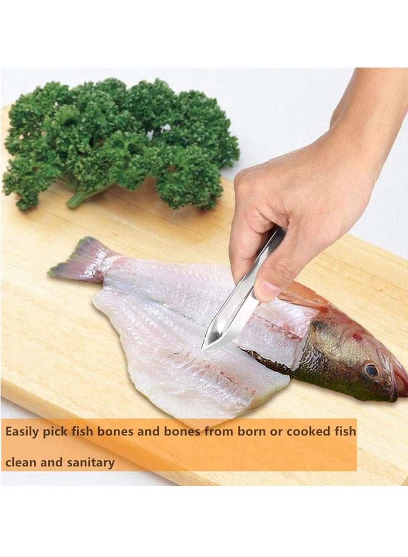 Starthi 2 Pieces Fish Bone Tweezers Set Includes Stainless Steel Tongs Tweezers Fish Scale Scraper Removers Flat and Slant Tweezers Pliers for Chef Cooking Utensils, Sea Food, Beauty Tools - Image 4
