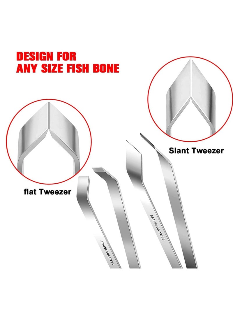 Starthi 2 Pieces Fish Bone Tweezers Set Includes Stainless Steel Tongs Tweezers Fish Scale Scraper Removers Flat and Slant Tweezers Pliers for Chef Cooking Utensils, Sea Food, Beauty Tools - Image 5