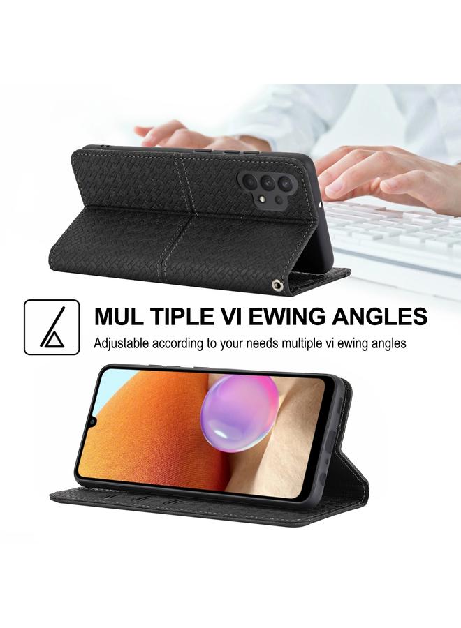 اس-توب جراب لهاتف Samsung Galaxy A32 5G مصنوع من جلد البولي يوريثان مع خياطة منسوجة مغناطيسية أفقية مع حامل وفتحات للبطاقات ومحفظة وحبل - Image 5