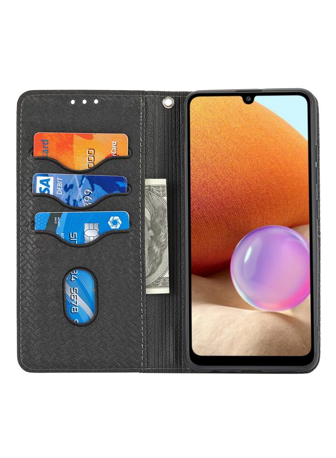 اس-توب جراب لهاتف Samsung Galaxy A32 5G مصنوع من جلد البولي يوريثان مع خياطة منسوجة مغناطيسية أفقية مع حامل وفتحات للبطاقات ومحفظة وحبل - Image 4