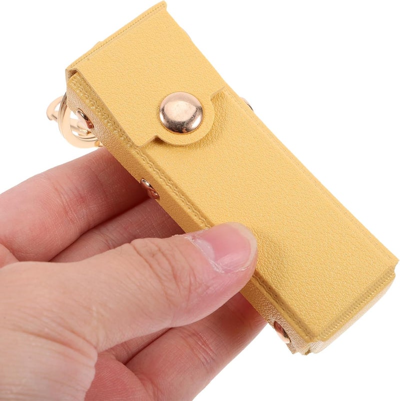 Ipetboom 2pcs Lipstick Keychain Holder Mini Portable Lip Balm Sleeve Bag for Women Travel Cosmetic Accessories in Black and Yellow - Image 3