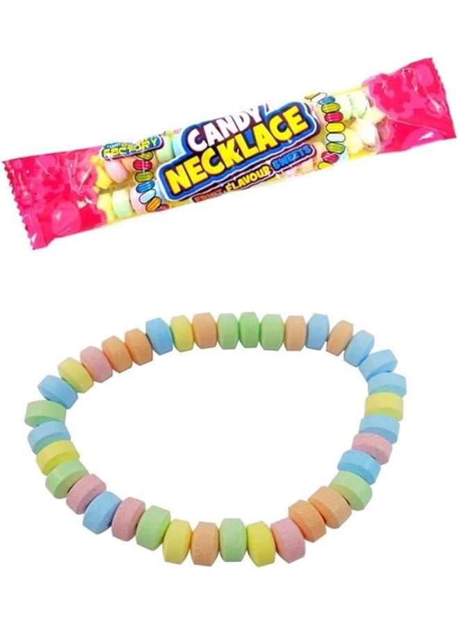 Crazy Candy Factory Vegetarian Candy Necklaces – 17g Fruit Flavoured Novelty Sweets – Pack of 12 | Fun Edible Jewelry for Kids & Parties - Image 1