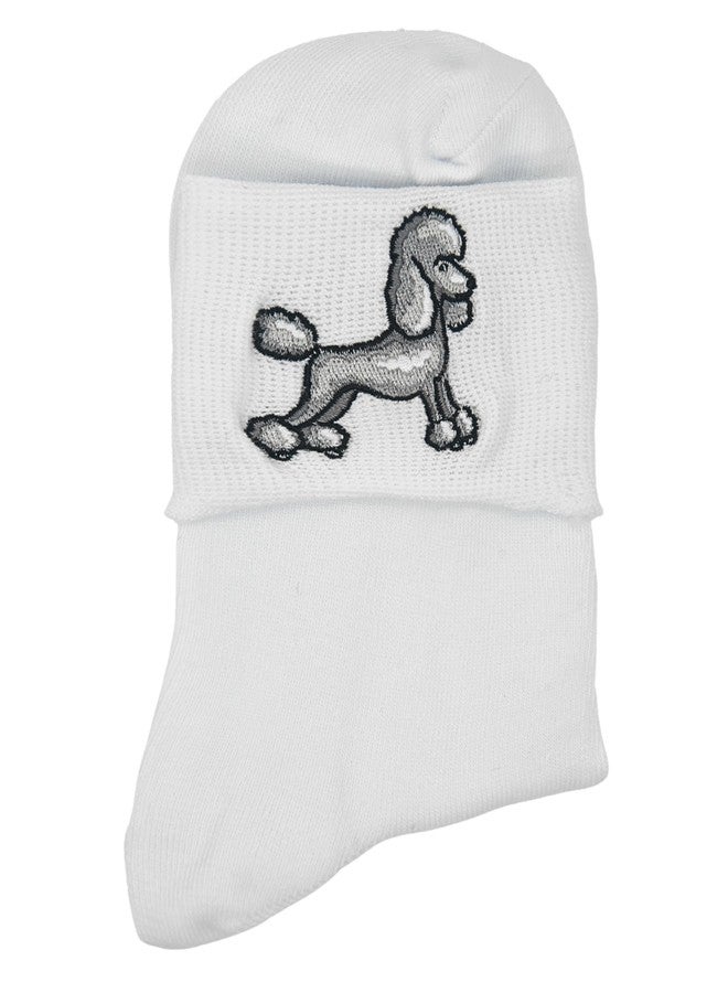 InnoBeta Bobby Poodle Socks, with Embroidered Logo, 50s Costumes for Adult Women Men White Sock Hop Socks - Image 3
