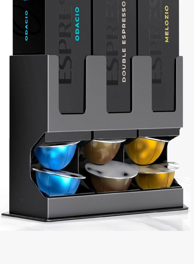 GALVANOX Holder for Nespresso Vertuo Pods Countertop Dispenser Stand, Holds 3 Box Sleeves - Easily Dispenses 3 Coffee Flavors, Freestanding Design with Non-Slip Steel Base, (30 Vertuoline Pods) - Image 3