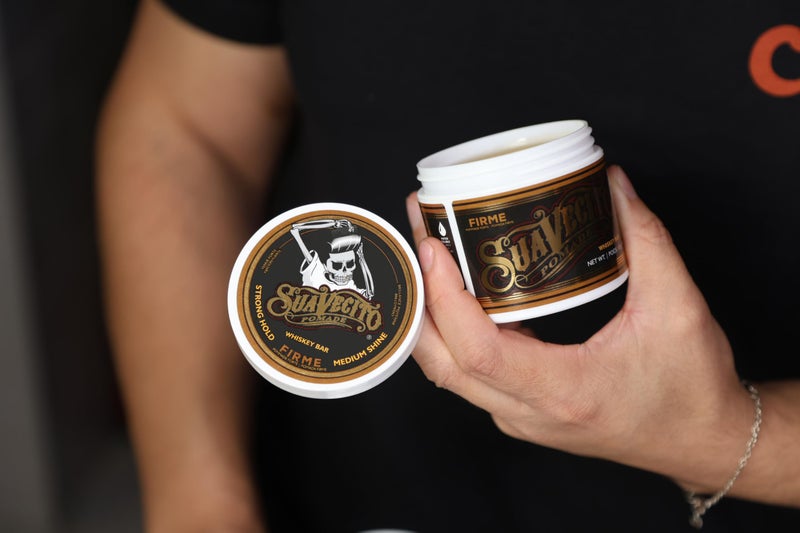 Suavecito Pomade Firme (Strong) Hold Whiskey Bar Scent 4 oz - Pomade For Men - Medium Shine Water Based Wax Like Flake Free Hair Gel - Easy To Wash Out - All Day Hold For All Hair Styles - Image 4