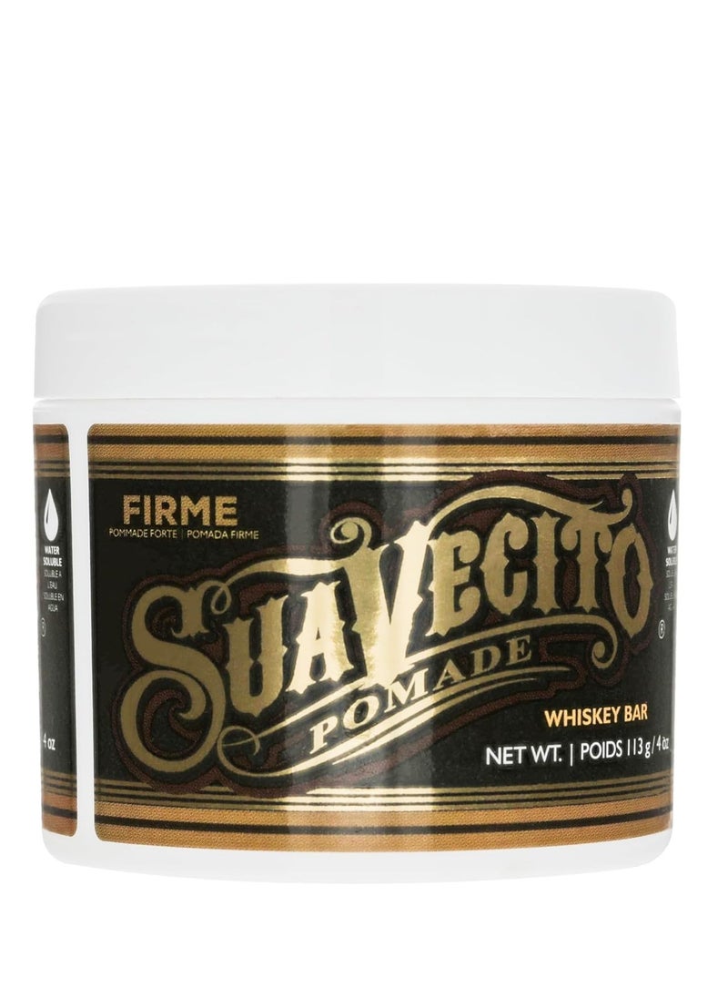 SUAVECITO Suavecito Pomade Firme (Strong) Hold Whiskey Bar Scent 4 oz - Pomade For Men - Medium Shine Water Based Wax Like Flake Free Hair Gel - Easy To Wash Out - All Day Hold For All Hair Styles  - Image 1