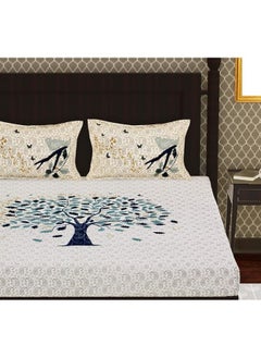Urban Magic Urban Magic 104 TC Cotton Double Floral Bedsheet (Pack of 1, Light Blue 3)  - Image 2