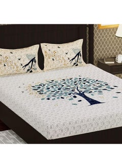 Urban Magic Urban Magic 104 TC Cotton Double Floral Bedsheet (Pack of 1, Light Blue 3)  - Image 3