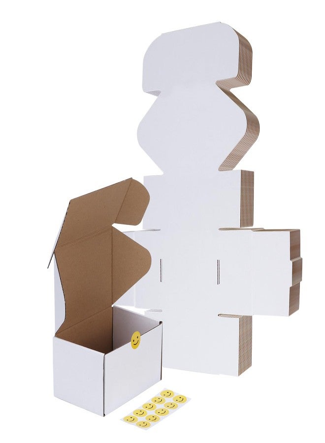 RLAVBL 10 Pack 6x4x3 Small Shipping Boxes, White Corrugated Cardboard Box for Packing, Mailing, Business - Image 1