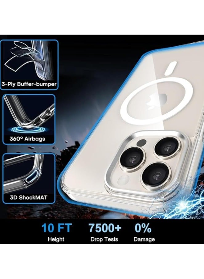 IPhone 15 Pro Clear Magnetic Cover MagSafe Compatible Hybrid Protective Crystal Clear Back Case Shockproof Silicone Frame Slim Transparent Case Iphone 15 Pro - Image 3