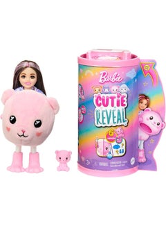 Mattel BARBIE Barbie Cutie Reveal Cozy Cute Tees Series Chelsea Doll & Accessories, Plush Teddy Bear, Brunette Small Doll  - Image 1