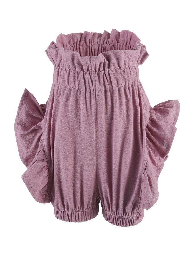 elamccor Baby Girls Ruffle Shorts Toddler Diaper Covers Little Girls Bottoms Bloomers Cotton Pants 3 Months-6T Purple - Image 2